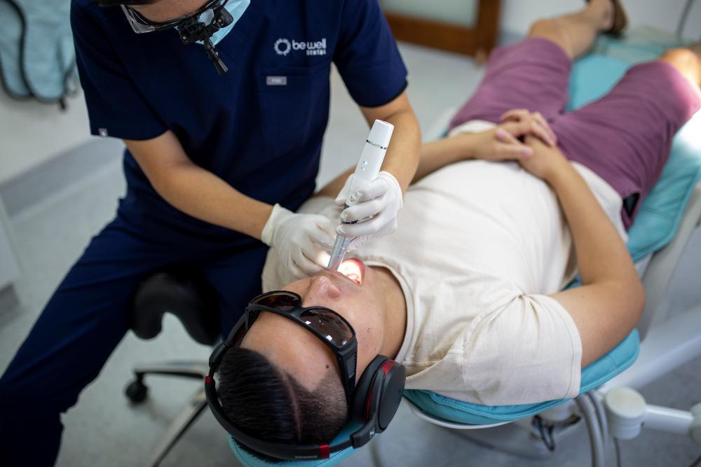 patient during teeth cleaning in highgate hill QLD