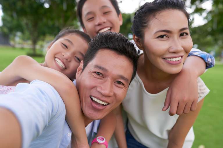 family at the park in highgate hill 