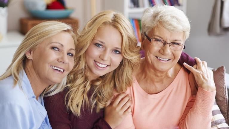 grandmother, mom, and daughter after teeth whitening in highgate hill